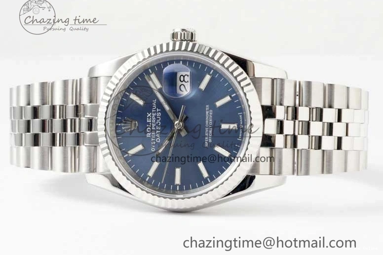 0103 EasyCare DateJust 36 DIWF 1:1 Best Edition 904L Steel Blue Stick Dial on Jubilee Bracelet SA 2317